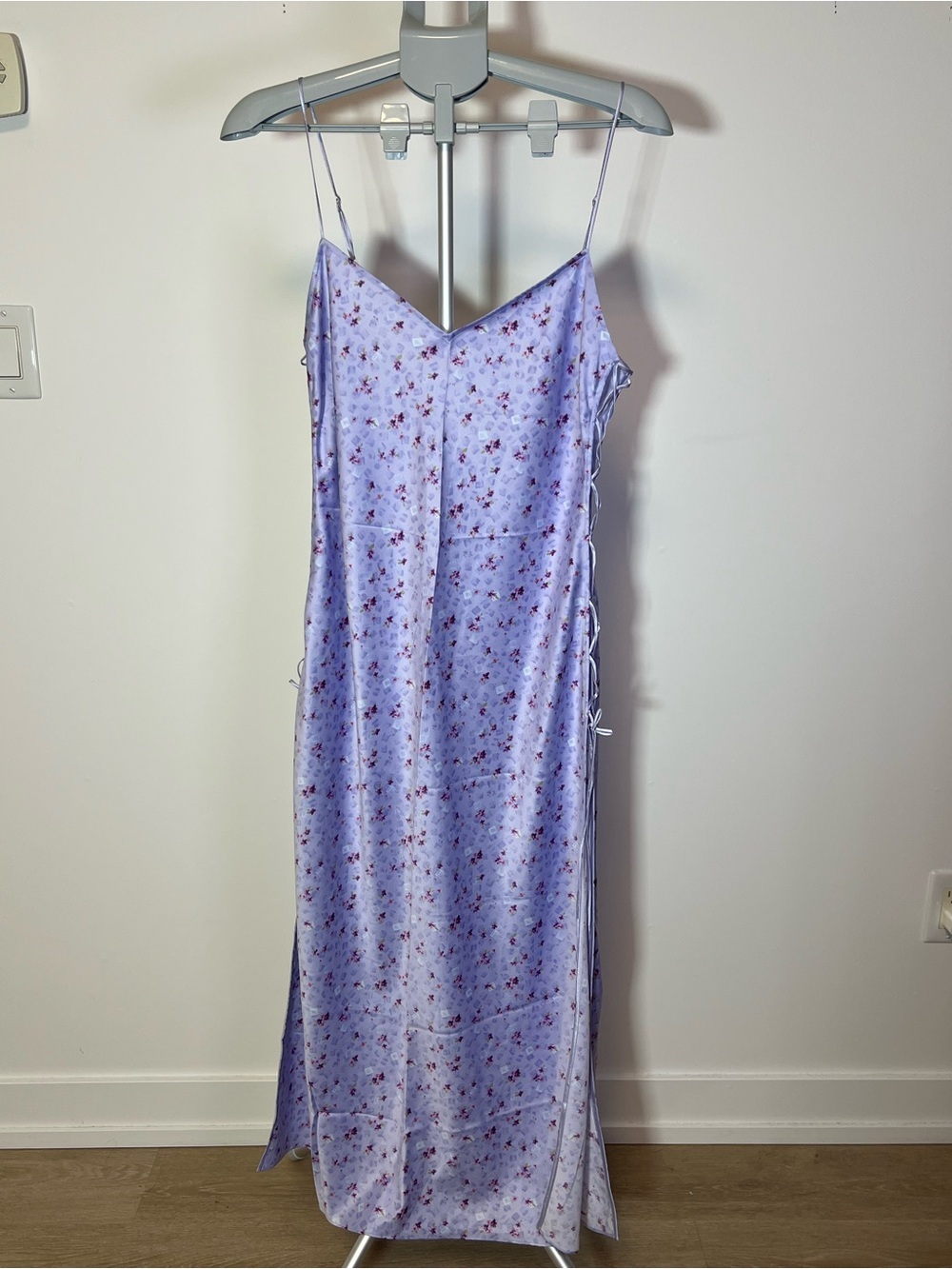 Vintage Silk & Satin Women’s Large Lavender Floral Fairycore Slip Night Dress